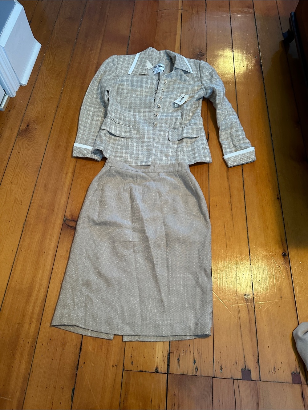 RAFAEL Beige Tweed Pencil Skirt